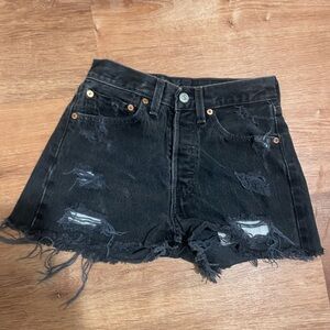 Levi’s Vintage Distressed Black Denim Shorts